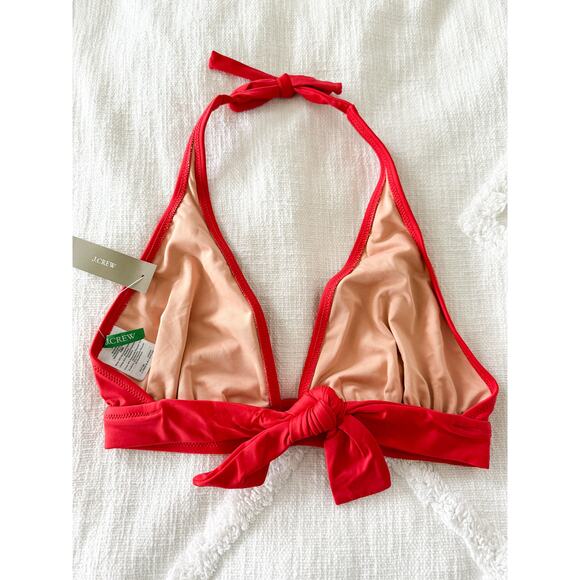 J. Crew | NWT | Halter tie-back bikini top with mesh in Venetian Red | Sz XS - Picture 6 of 9